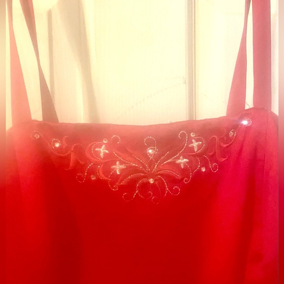 Michaelangelo Red Dress with Embroidery, Size 12 See photos for measurements. - Picture 3 of 12